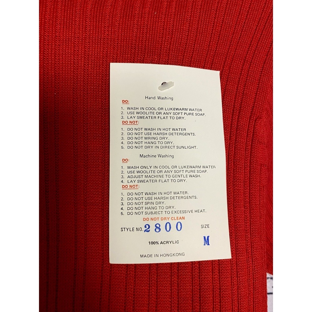 Vintage NWT Atkins Women's Red M Ribbed Zippered Turtleneck Retro Disco 70s - Picture 2 of 9